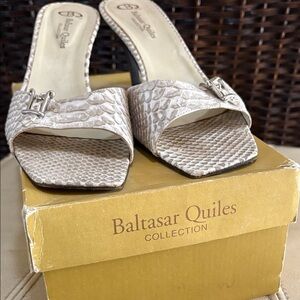 Women's Cream Snake Print Mules